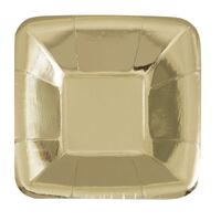 Gold Foil Square Appetizer Paper Plates 8 Pack 13cm- main image