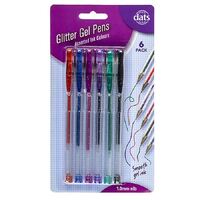 Mixed Glitter Ink Gel Pens Assorted Colours 6 Pack- main image