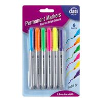 Marker Permanent Mixed Bright Colours Pen Style 6 Pack- main image
