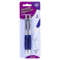 Retractable Blue Ink Ballpoint Pens with Silicone Grip - 2 Pack- main image