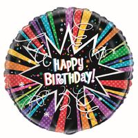 45cm Rainbow Starburst Happy Birthday Foil Balloon- main image