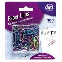 Paper Clips 33mm Mixed Metallic Colours - 100 Pack- main image