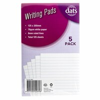 Ruled Writing Pad125x200mm 5 Pack - Total 125 Sheets- main image