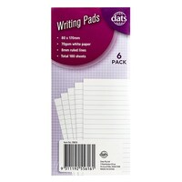 Ruled Writing Pads 80x170mm 6 Pack - Total 180 Sheets- main image