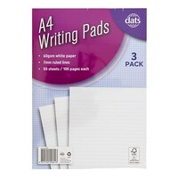 Ruled Lines A4 Writing Pads 100 Pages - 3 Pack- main image
