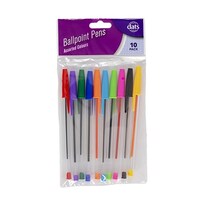 Ballpoint Pens 10 Pack Assorted Ink Colours- main image