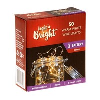 Copper Wire 50 Warm White Lights - Battery Operated- main image