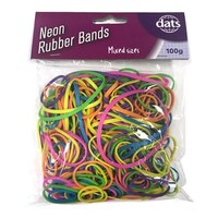 Assorted Sizes Neon Rubber Bands 100g Mixed Colours- main image