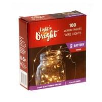 Copper Wire 100 Warm White Lights - Battery Operated- main image