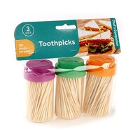 Toothpicks with Plastic Holder 3 Pack x 200pcs- main image