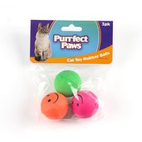 Cat Toy Smiley Face Rubber Balls Pk3- main image