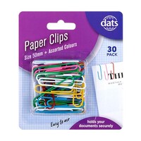 Clip Paper 50mm Mixed Colours 30 Pack- main image