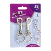 Silver Metal Key Ring with Clip 2 Pack- main image