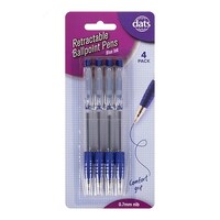 Retractable Ballpoint Pens Blue Ink 4 Pack- main image