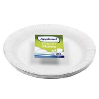 White Paper Plates Round 23cm 20 Pack- main image