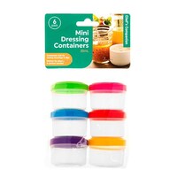 Multicolour Mini Plastic Dressing Container Plastic with Lids 35ml - 6 Pack- main image