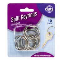 Keyring Split Rings Heavy Duty Keychain Accessories 35mm 10 Pack- main image