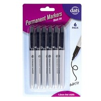 Permanent Markers Black Ink Pen Style 6 Pack- main image