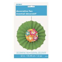 Luau Hibiscus Decorative Tissue Paper Fan- main image
