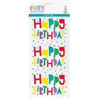 Colourful Happy Birthday Cello Bags 20 Pack 28cm x 13cm- main image