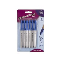 Permanent Markers Blue Ink Pen Style 6 Pack- main image