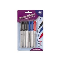 Marker Permanent Assorted Colours Ink Pen Style 6 Pack- main image