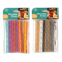 Reusable 14cm Straws Straight with Cleaner 24 Pack- main image