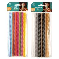 Reusable 25cm Straight Straws with Cleaning Brush 24 Pack- main image