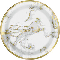 Marble Gold Foil Stamped 10 x 23cm (9") Paper Plates- main image