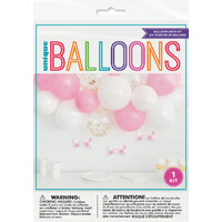 Balloon Arch Kit - Pink & White - Kit Includes 15 Balloons & 3 Paper Bows- main image
