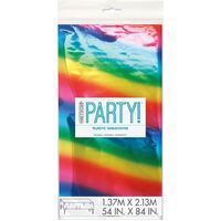 Rainbow Plastic Rectangle Tablecover 137cm x 213cm- main image