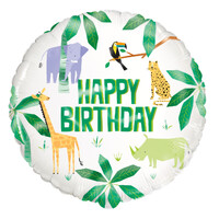 45cm Animal Safari Happy Birthday Foil Balloon- main image