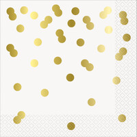 Gold Confetti Dots 16 Foil Stamped Luncheon Napkins 2ply 33cm x 33cm- main image