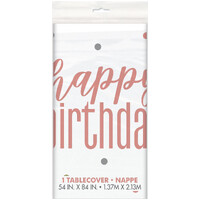Rose Gold Happy Birthday Printed Tablecover 137cm x 213cm- main image