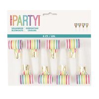 Party Rainbow Stripe Squawker Blowouts 8 Pack- main image