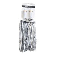 Cheering Squad 2pk Metallic Pom Poms Silver- main image