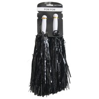 Cheering Squad 2pk Metallic Pom Poms Black- main image