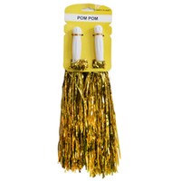 Cheering Squad 2pk Metallic Pom Poms Yellow- main image