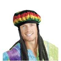 Flower Power Hippie Wig Rasta Hat with Dreadlock- main image