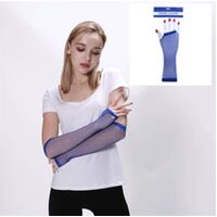 Fishnet Gloves Long Blue- main image