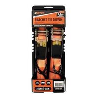 2 x Heavy Duty Ratchet Tie Down 4m x 2.5cm 250kg Lashing Capacity- main image
