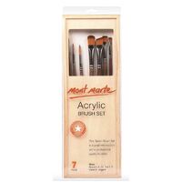 Mont Marte Paint Brush Set - Acrylic Brushes In Wooden Box 7pc- main image