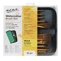 Mont Marte Signature Paint Brush Set - Watercolour Mixed Bristle In Wallet 11pc- main image