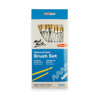 Mont Marte Discovery Natural Hair Flat Angle Brush Set 13pc- main image