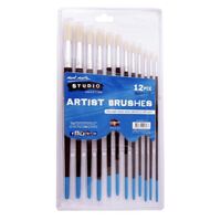 Mont Marte Studio Series 12-Piece Flat Head Hog Bristle Paint Brush Set- main image