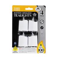 Battery Operated Tealights Large Candles Warm White - 4 Pack- main image