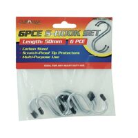 Steel S Shape Hooks with Grip 6pc 50mm Carbon Steel Kitchen Hanger Rack Clothes Hanging Plant Holders- main image