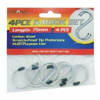 Steel S Shape Hooks with Grip 4pc 75mm Carbon Steel Kitchen Hanger Rack Clothes Hanging Plant Holders- main image