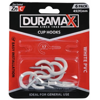 PVC White Cup Hooks 28mm 6pk- main image