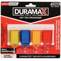Durable Key Ring Tag x 4 Rack Includes 4 Clicktags Mixed Colours Keys Rings Holder Tags- main image